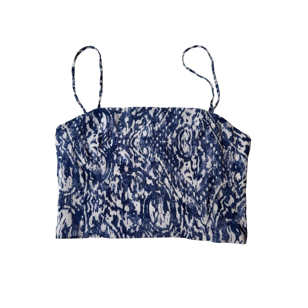 Abercrombie & Fitch Cami Crop Top Blue White Pattern Size S